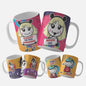 Motivacional mug wrap bundle-. No Necesito Una Frase Motivacional, Necesito Café mug wrap design featuring a cute character