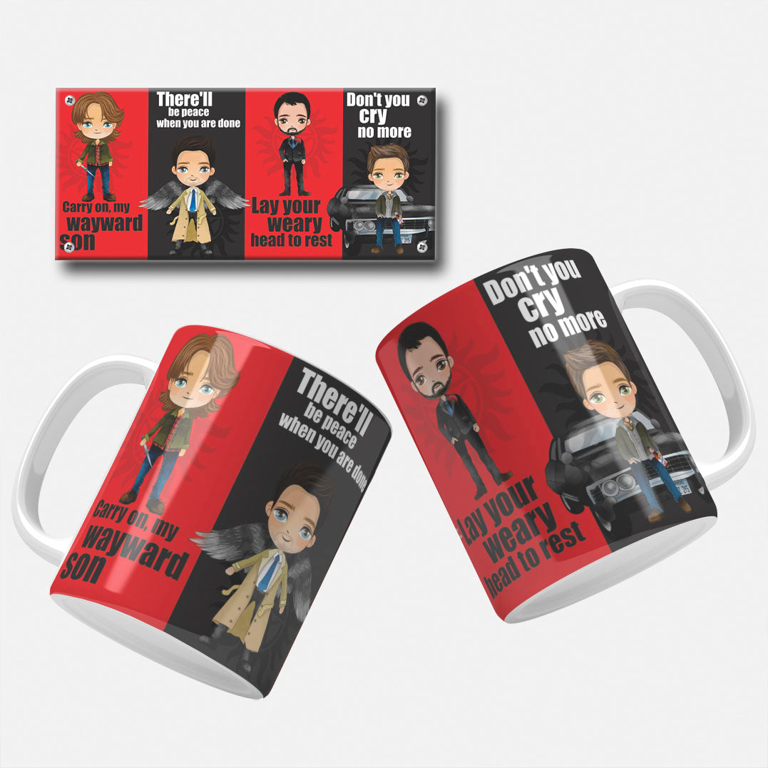 Supernatural Mug Wrap, Supernatural Vinyl Wrap, Sam and Dean Mug Wrap, Castiel Mug Wrap, Crowley Mug Wrap, Supernatural Gift, Supernatural Fan Merchandise, Custom Mug Wrap, Unique Mug Designs, Supernatural Coffee Mug