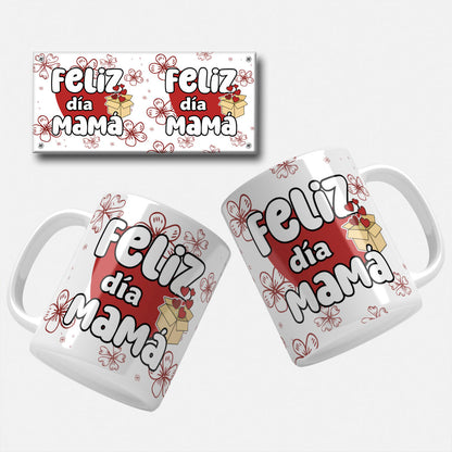 Envoltura para taza con diseño "Feliz Día Mamá", envoltura para taza con diseño "Mamá te amo", envoltura para taza con diseño "Mamá tú eres mi reina", envoltura para taza con diseño de corazón "Mamá"