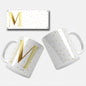 Golden Minimalist Monogram Mug Wrap Initial M - Elegant golden initial with black background for mugs