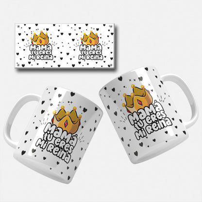 Envoltura para taza con diseño "Feliz Día Mamá", envoltura para taza con diseño "Mamá te amo", envoltura para taza con diseño "Mamá tú eres mi reina", envoltura para taza con diseño de corazón "Mamá"