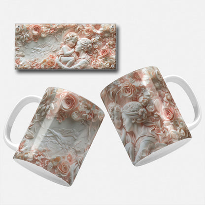 A collection of elegant floral and marble-themed Mother's Day mug wrap designs featuring intricate floral patterns, soft pastel hues, and classic marble carvings, perfect for personalizing mugs for mom or grandma.
