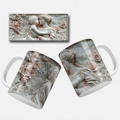 A collection of elegant floral and marble-themed Mother's Day mug wrap designs featuring intricate floral patterns, soft pastel hues, and classic marble carvings, perfect for personalizing mugs for mom or grandma.