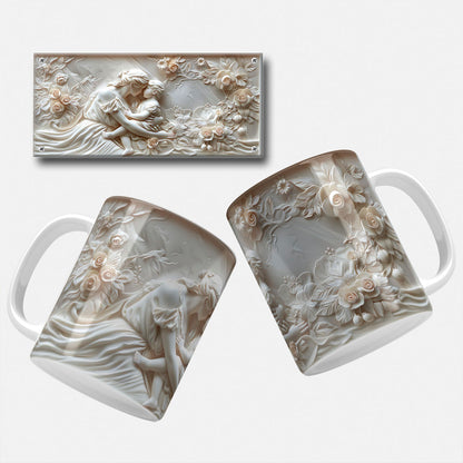 A collection of elegant floral and marble-themed Mother's Day mug wrap designs featuring intricate floral patterns, soft pastel hues, and classic marble carvings, perfect for personalizing mugs for mom or grandma.